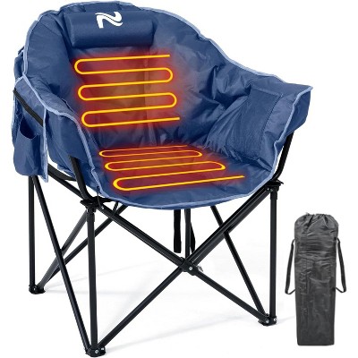 Docred 400LBS Oversized Heated Camping Chair - Oversized Padded Outdoor Chair USB Heating, Side Pocket & Carry Bag for Patio, Beach, Fishing