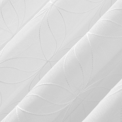 Tamaryn White Sheer Embroidered Rod Pocket Curtain Panel