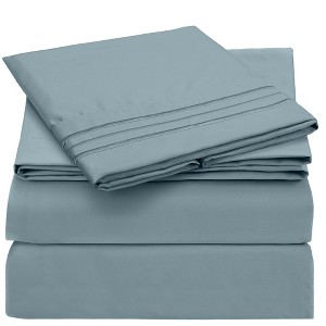 Mellanni 1800 Bed Sheets Twin Spa Blue - 1 of 3