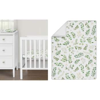 Sweet Jojo Designs Gender Neutral Unisex Baby Mini Crib Bedding Set - Botanical Green and White 3pc