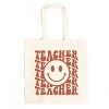 Simply Sage Market Teacher Smiley Face Wavy Canvas Tote - One Size Natural - Natural - 2 of 4