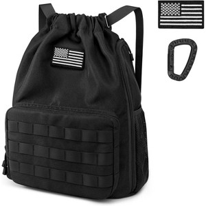Water-Resistant Drawstring Backpack with Shoe Pocket, Tactical Sports Bag for Gym, Soccer, Basketball - 1 of 4