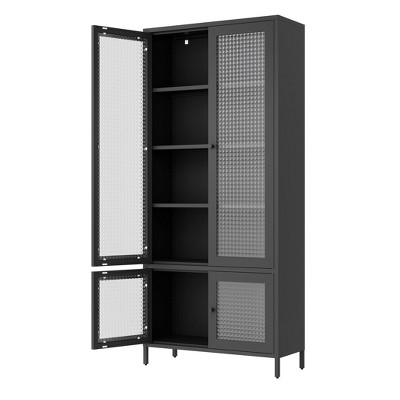 NicBex 5 Shelves File Cabinet with 4 Glass Doors,Office Cabinet with Tier-Shelving Design,Modern Storage Cabinet,Filing Cabinet for Home Office