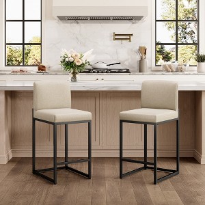 Captiva Designs 24 inch Height Bar Stool with Padded Seat and Back & Sturdy Steel Frame & Footrest - 1 of 4