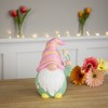 Northlight Gnome Holding Flowers Spring Figurine - 8" - Pink and Green - 2 of 4