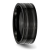 Black Bow Jewelry 8mm Black Plated Titanium Brushed & Polished Grooved Comfort Fit Band - 4 of 4