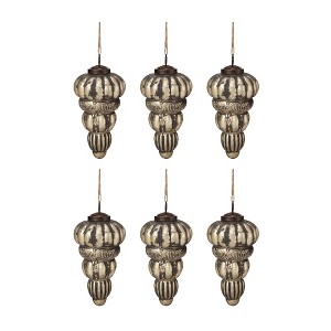 Gulches Set of 6 Elegant 5.5" Glass Tear Drop Ornaments - Decorative Hanging Accents for Christmas Trees and Holiday Celebrations - 1 of 4