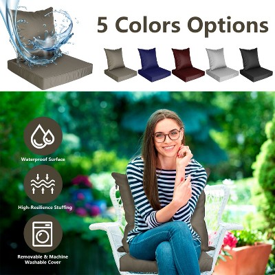 Jujube Red Waterproof Polyester Outdoor Chair Cushion Set