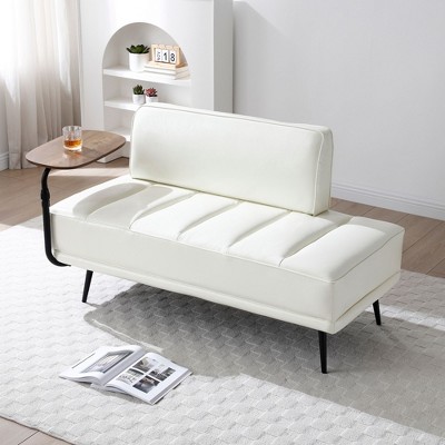 NicBex Couches for Living Room 55"Inch Width Modern End of Bed Bench, Window Bench with Metal Legs, Faux Leather Upholstered with Side Table