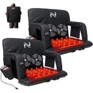 DoCred Heated Massage Stadium Seats, 6 Reclining Position Bleacher Seat with Back & Arm Support, 3 Levels of Heat&Massage - 1 of 4