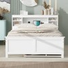 NicBex Full Size Platform Bed Wooden Bed Frame with Trundle, Storage Headboard, Drawers and Interface for Bedroom, No Box Spring Required, White - 2 of 4