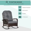 Outdoor Wicker Rocking Chair with Wide Seat, Thick, Soft Cushion, Rattan Rocker w/Steel Frame, High Weight Capacity for Patio, Garden, Backyard - 3 of 4