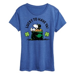 Women's - Peanuts - Lucky To Have Ya Short Sleeve Graphic T-Shirt - 1 of 4