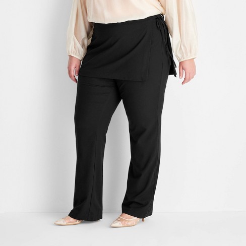 Women's Mid-Rise Straight Leg Two-Fer Tailored Pants - Future Collective Black - image 1 of 3