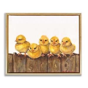 Stupell Industries Chicks on the Fence Floating Frame Canvas Art - 1 of 4