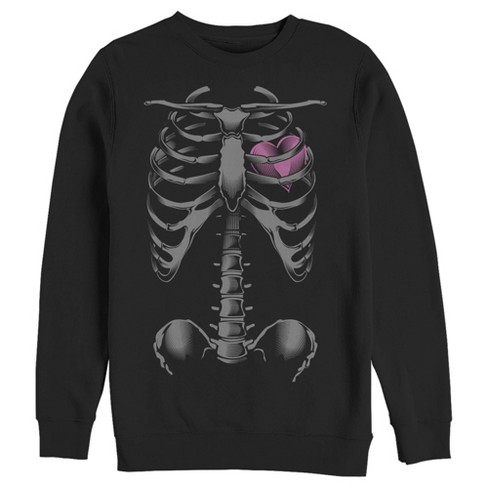 Men s Lost Gods Halloween Skeleton Rib Cage Heart Sweatshirt Target