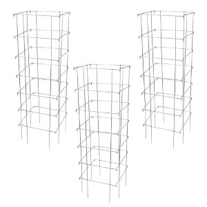 Garden Elements 8-Leg Big Brother Heavy Duty Square Collapsible Tomato Cages, 58” (Pack of 3) - 1 of 4