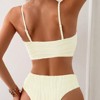 2 Piece Bikini Set U-Wire Cutout Swimsuit V Neck Bikini Sets with High Waisted Swimwear Bottoms Textured 2025 Summer Beach Swim Bathing Suits - 2 of 4