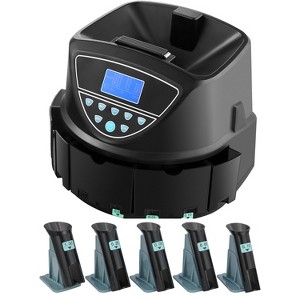 VEVOR USD Coin Sorter, Coin Counter Machine for 5 Kinds of USD Coins, Coin Sorter and Wrapper Machine Holds up to 2000 Coins, Black - 1 of 4