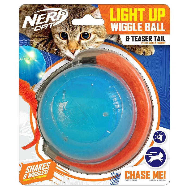 Nerf Cat Wiggle LED Ball with Tail Cat Toy - Blue/Orange - 3.5&#34;, 1 of 6