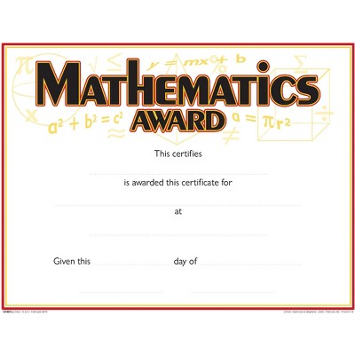 Hammond & Stephens Raised Print Mathematics Recognition  Award, 11 x 8-1/2 inches, pk of 25