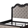 82.5"California King Bed Chelmsford Bed Beige Fabric Antique Black Finish - Acme Furniture: Tufted Headboard, Faux Leather, Wood Frame - 2 of 4