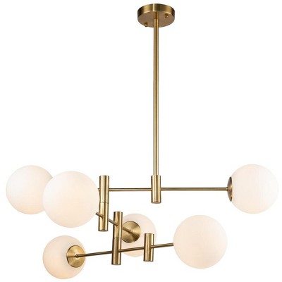 Gideon Antique Gold Frame Chandelier with White Glass Spheres