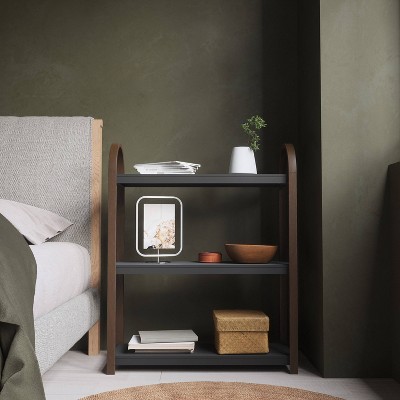 Bellwood Black/Walnut Wood Over-the-Toilet 3-Tier Bookshelf