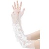 INSPIRE CHIC Women's Lace Floral Pearl Bowknot Polka Point Arm Fingerness Length Sleeves for Elegant Bridge Wedding Gloves 1 Pair - 4 of 4