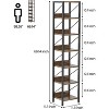 Coucheta 66"H 6-Tier Industrial Narrow Bookcase, Skinny Corner Shelf Rustic Brown for Bedroom, Living Room, Home Office - 2 of 4