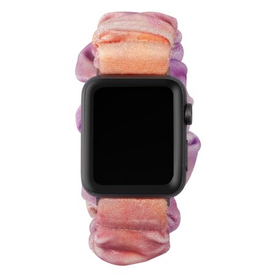 Insten Scrunchie Elastic Band Compatible with Apple Watch 45mm 44mm 42mm Series 7 6 SE 5 4 3 2 1, Pink Peach Strap Bracelet