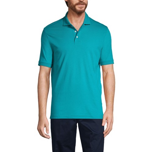 Lands' End Men's Short Sleeve Interlock Polo Shirt - Medium - Teal ...