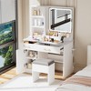 ACEPANO 51.1 in. H Vanity with Mirror, Cabinet Drawers, Shelves & Storage Stool for Bedroom-White - 2 of 4