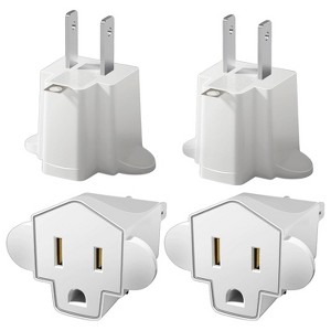 Itopfox Portable 3 Prong to 2 Prong Outlet Adapter, Fireproof Heavy Duty Wall Plug Adapter for Household Appliances Industrial, 1875W Max, 4 Packs - 1 of 4
