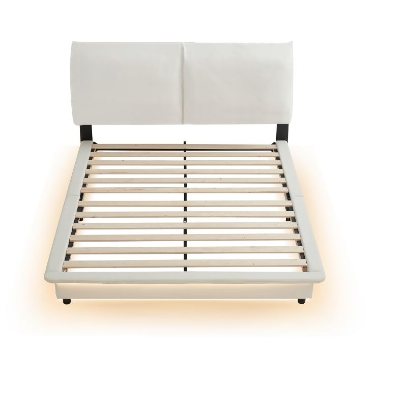 Full/Queen Size Upholstered Platform Bed with Sensor Light and Ergonomic Design Backrests - ModernLuxe, 5 of 10