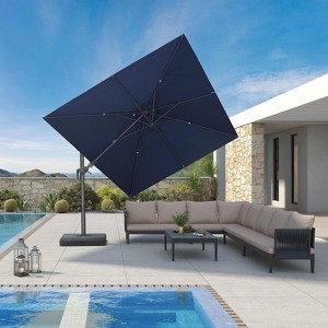 PURPLE LEAF Cantilever Patio Umbrella Outdoor Offset Umbrella with 3 Years Fade Resistance Recycled Fabric With Base - 1 of 1