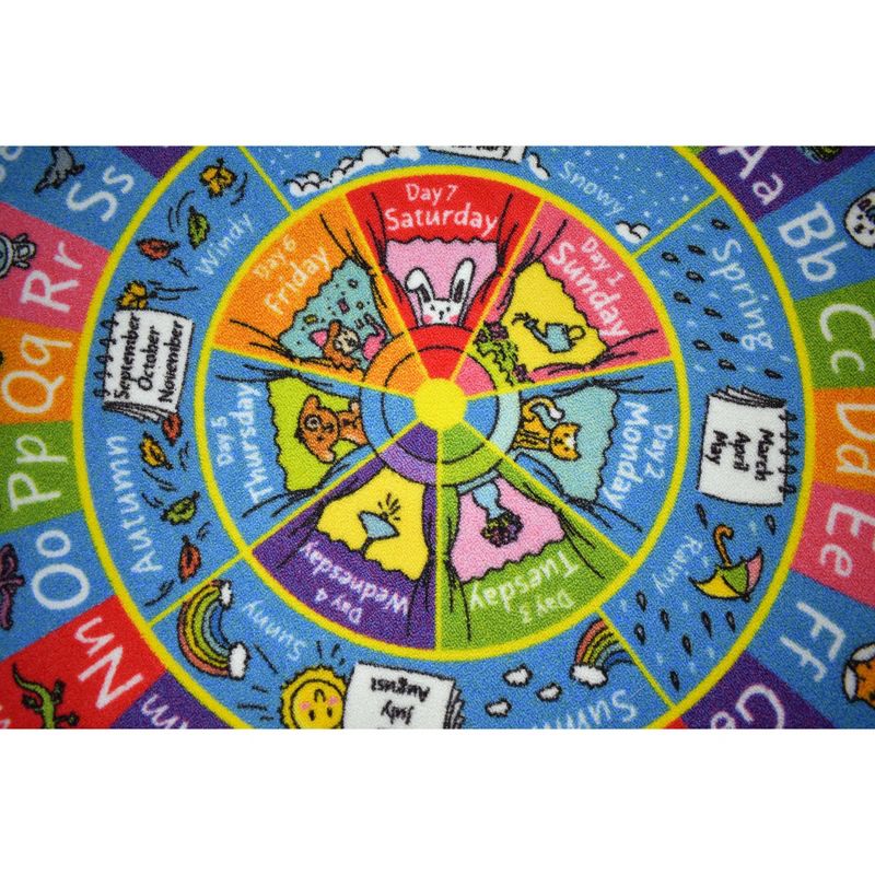 KC Cubs ABC Alphabet, Seasons, Months Days of Week Educational Learning & Game Round Circle Rug for Kids and Children Bedrooms Playroom, 4 of 6