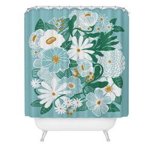 Megan Galante Groovy Floral Shower Curtain Blue - Deny Designs: Abstract Pattern, Microfiber, Machine Washable - 1 of 2