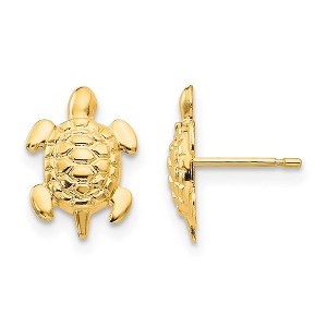 Black Bow Jewelry Kids 14k Yellow Gold Sea Turtle Post Earrings, 8 x 11mm - 1 of 4