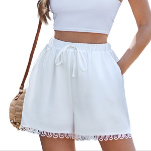 Women's Chic Scalloped Trim Drawstring Shorts - Cupshe - 1 of 4