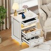 Vlsrka Charging Nightstand with USB & Type-C Ports, Retro Bedside Table with Human Sensor Light, Open Compartment and 2 Drawers Rustic Wood - 2 of 3