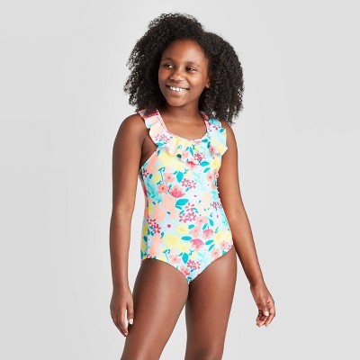 floral ruffle one piece swimsuit