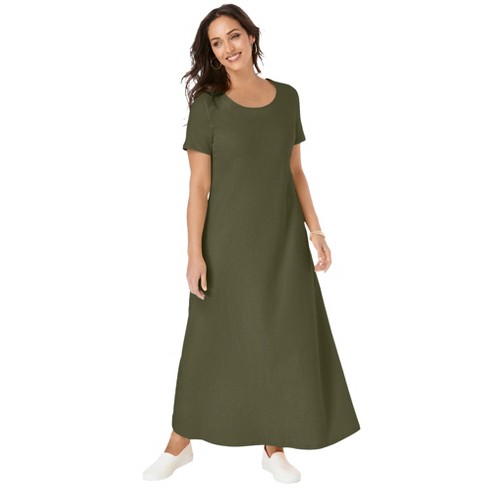 Jessica London Women’s Plus Size T-shirt Maxi Dress, 34 - Dark Olive ...