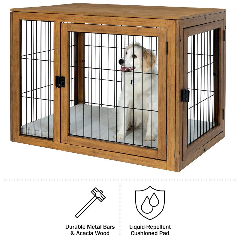 PETMAKER Furniture-Style Dog Crate with Double Doors and Cushion (Natural), 2 of 10