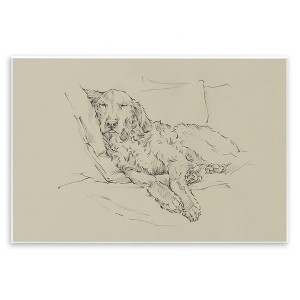 Stupell Industries Fluffy Retriever Napping Cushions Casual Monochromatic Dog Sketch Wall Plaque Art - 1 of 4