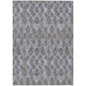 Sky Blue And Silver Geometric Washable Indoor Outdoor Area Rug - 1 of 4