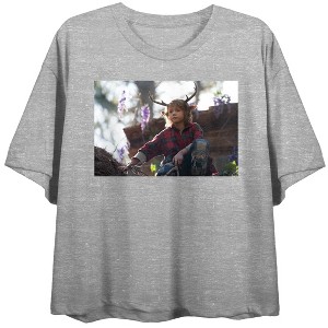 Sweet Tooth Gus Key Art Crew Neck Short Sleeve Gray Heather Women's Crop T-shirt - 1 of 4