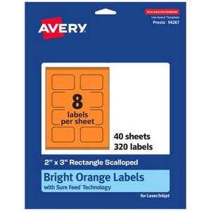 Avery Bright Orange Paper Labels, 2" x 3" Rectangle Scalloped - 1 of 4