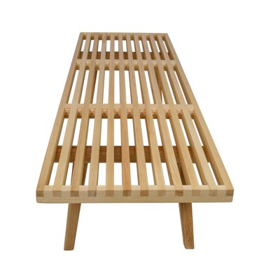 Natural Wood 48" Slatted Bench with Storage