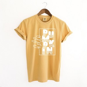Simply Sage Market Women's Hello Pumpkin Square Short Sleeve Garment Dyed Tee - 1 of 2
